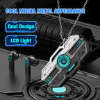 سماعات CYXG للألعاب منخفضة اللاتنسي، شحن USB-C سريع، تصميم أسود مستقبلي مع لمسات نيون زرقاء