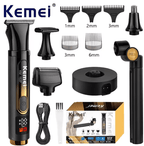 Kemei Grooming Kit ببطارية 600mAh وشحن USB، شاشة LED تعرض نسبة البطارية وسرعة التشغيل لتجربة حلاقة متكاملة.