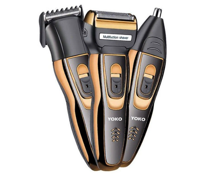 ماكينة حلاقة يوكو 3 في 1 بشفرة دقيقة للحلاقة وقص الشعر وتشذيب الأنف، تصميم مريح وقابلة للشحن للاستخدام اليومي السهل.